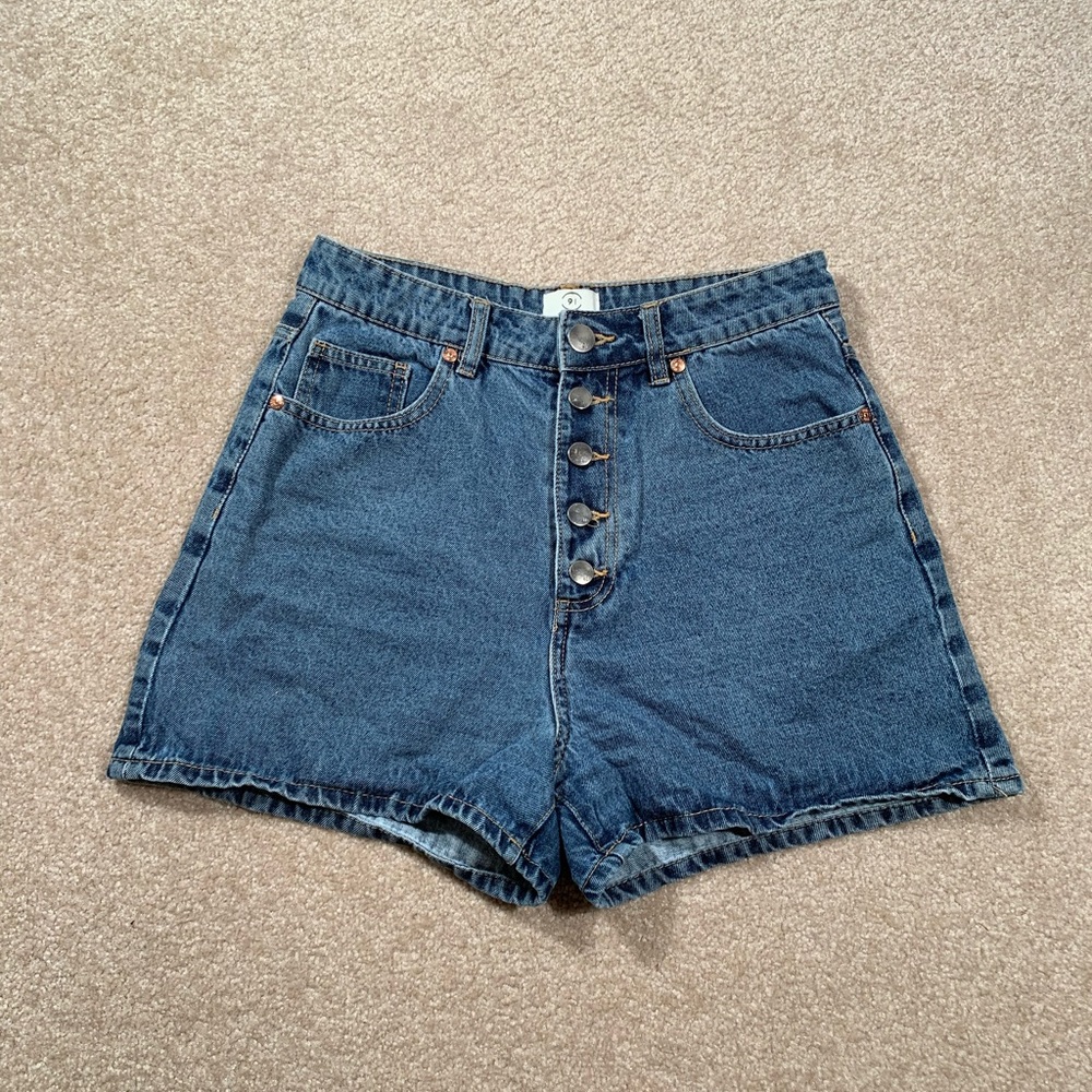 COTTON ON High Waisted Flashback Denim Shorts Blue